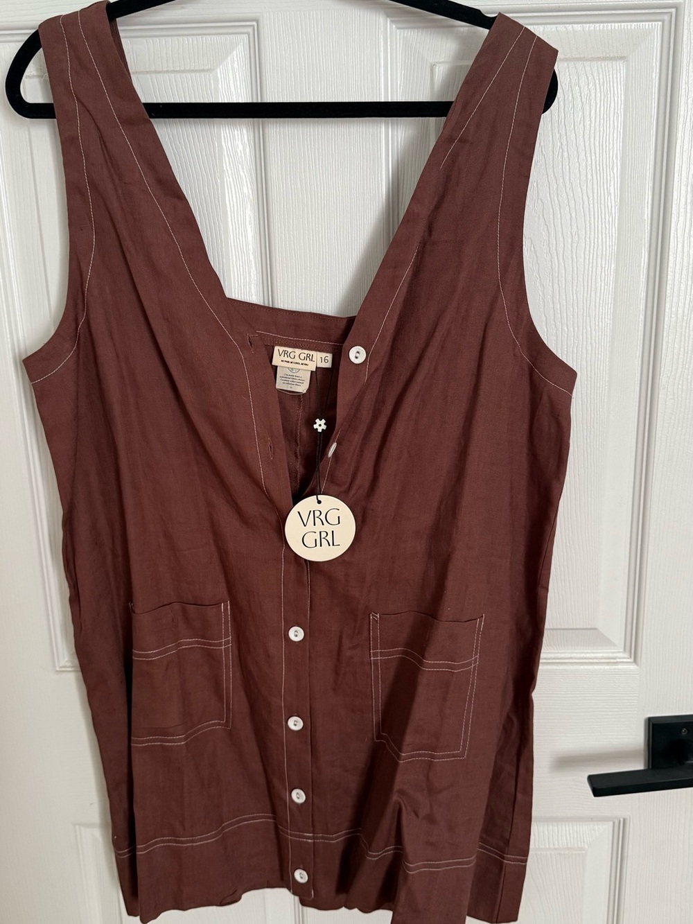 Women’s Brown Button-Front Linen Dress